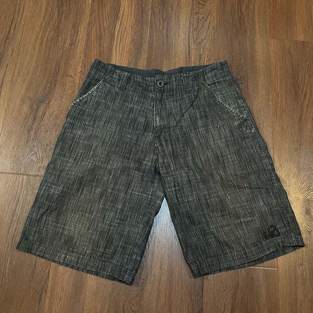So Cal Vintage Black Woven Striped Baggy Skate Shorts